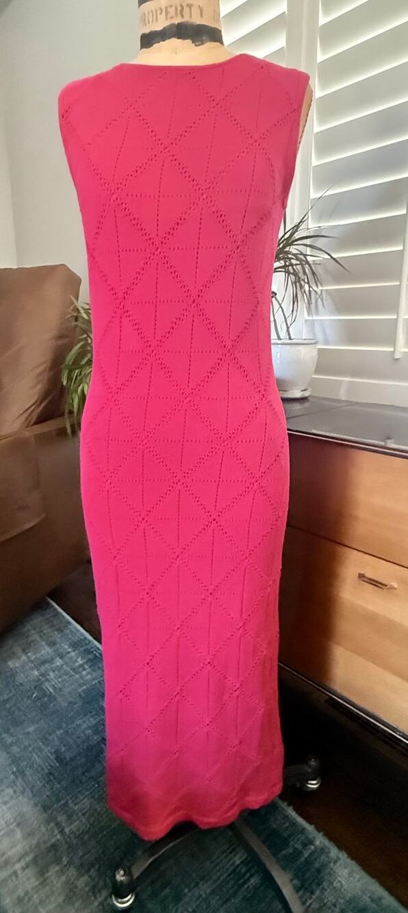 Electric & Rose Pink Pointelle Knit Sleeveless Maxi Dress Bodycon Sz S Venice CA